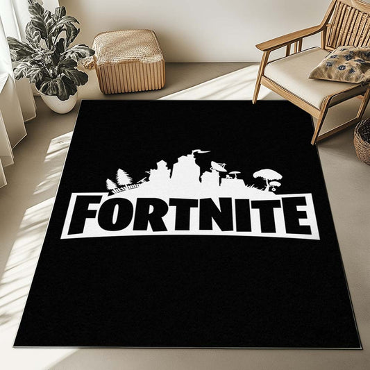 Fortnite Black White Logo 2 Rug