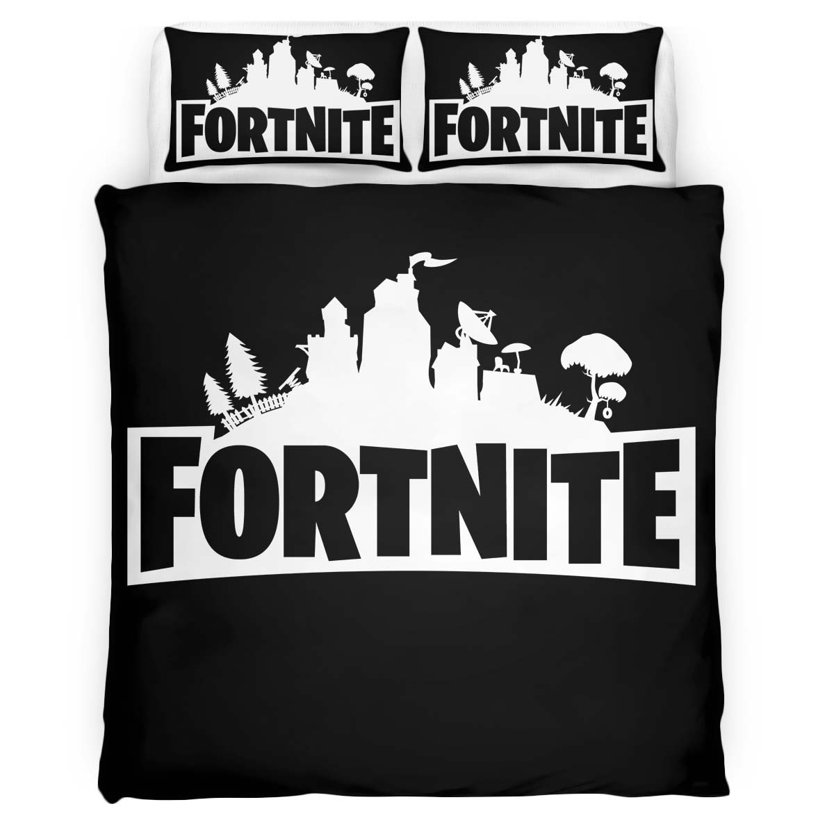 Fortnite Black White Logo 2 Duvet Cover