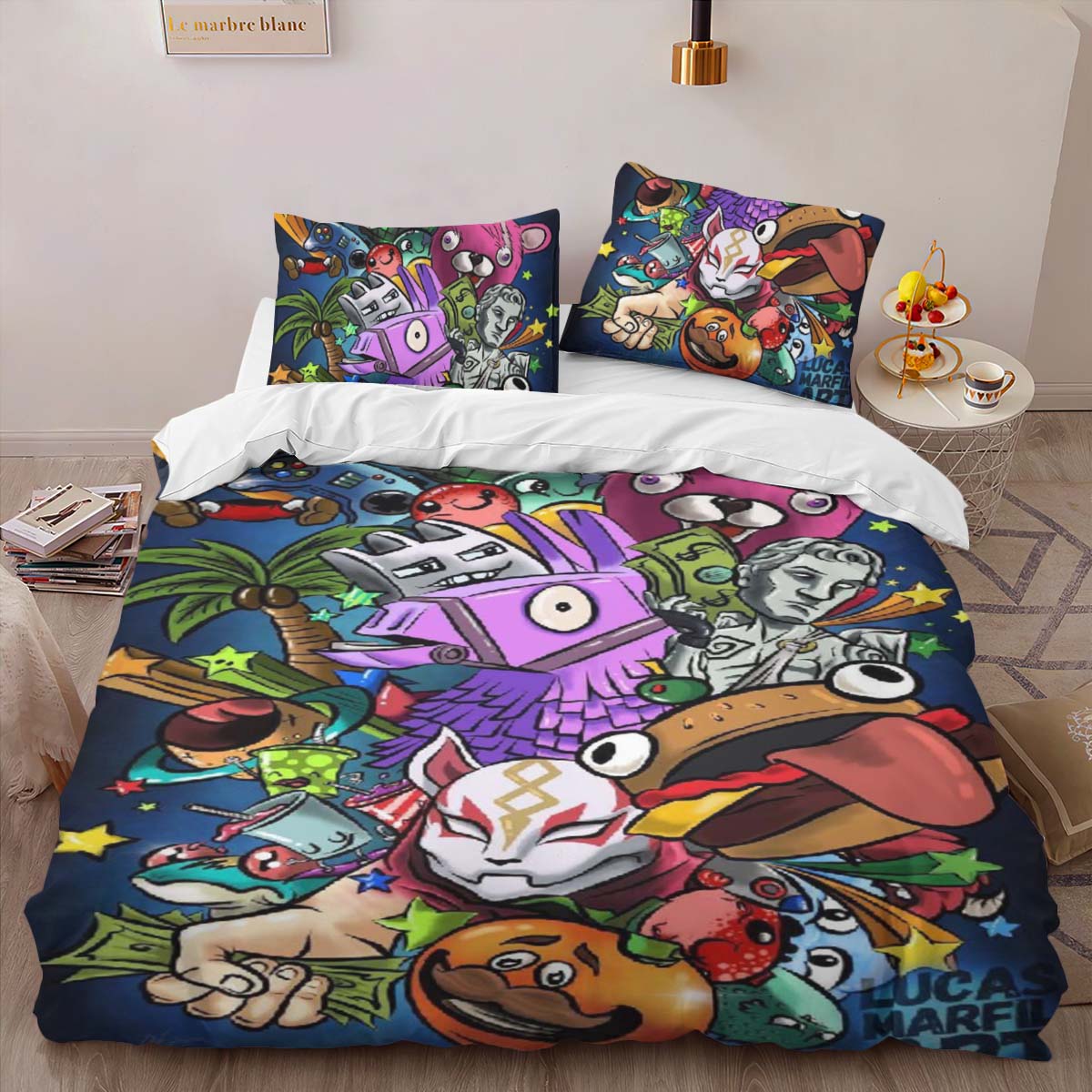 Fortnite Loot Llama Drift Tomatohead Cuddle Team Leader V-Bucks Duvet Cover 2