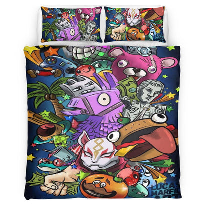 Fortnite Loot Llama Drift Tomatohead Cuddle Team Leader V-Bucks Duvet Cover