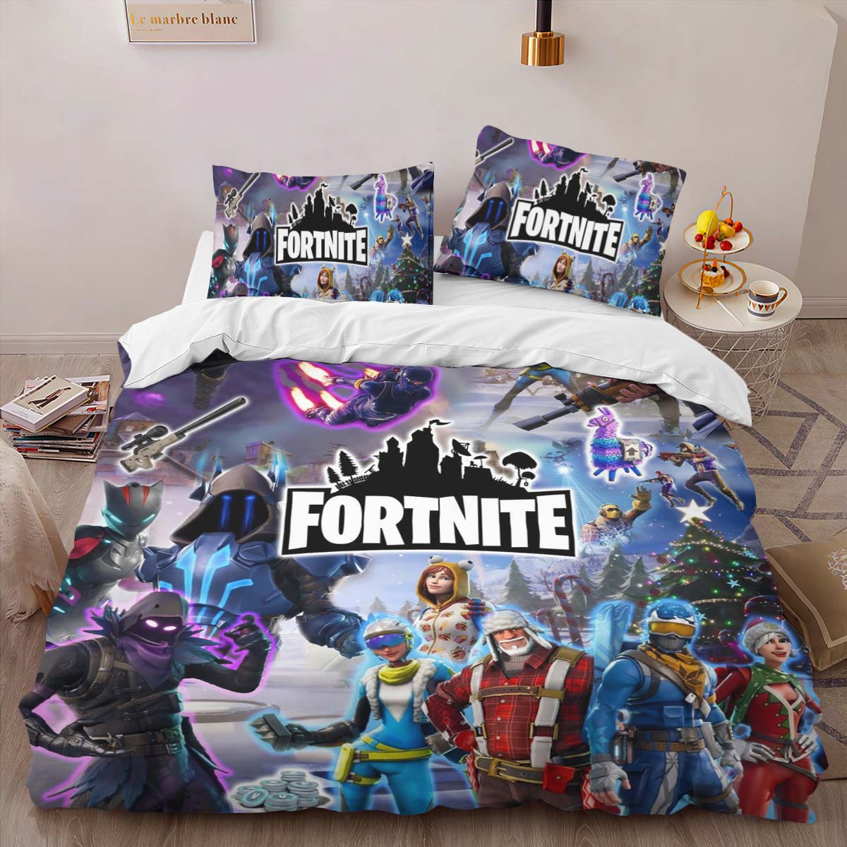 Fortnite Raven and All Skins Duvet Cover 2