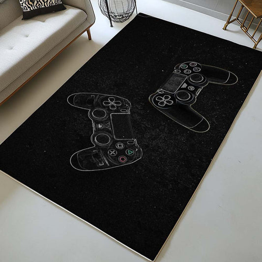 Game Controller PlayStation Black White 06 Rug