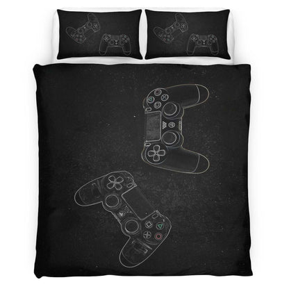 Game Controller PlayStation Black White 06 Duvet Cover