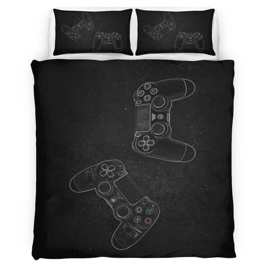 Game Controller PlayStation Black White 06 Duvet Cover