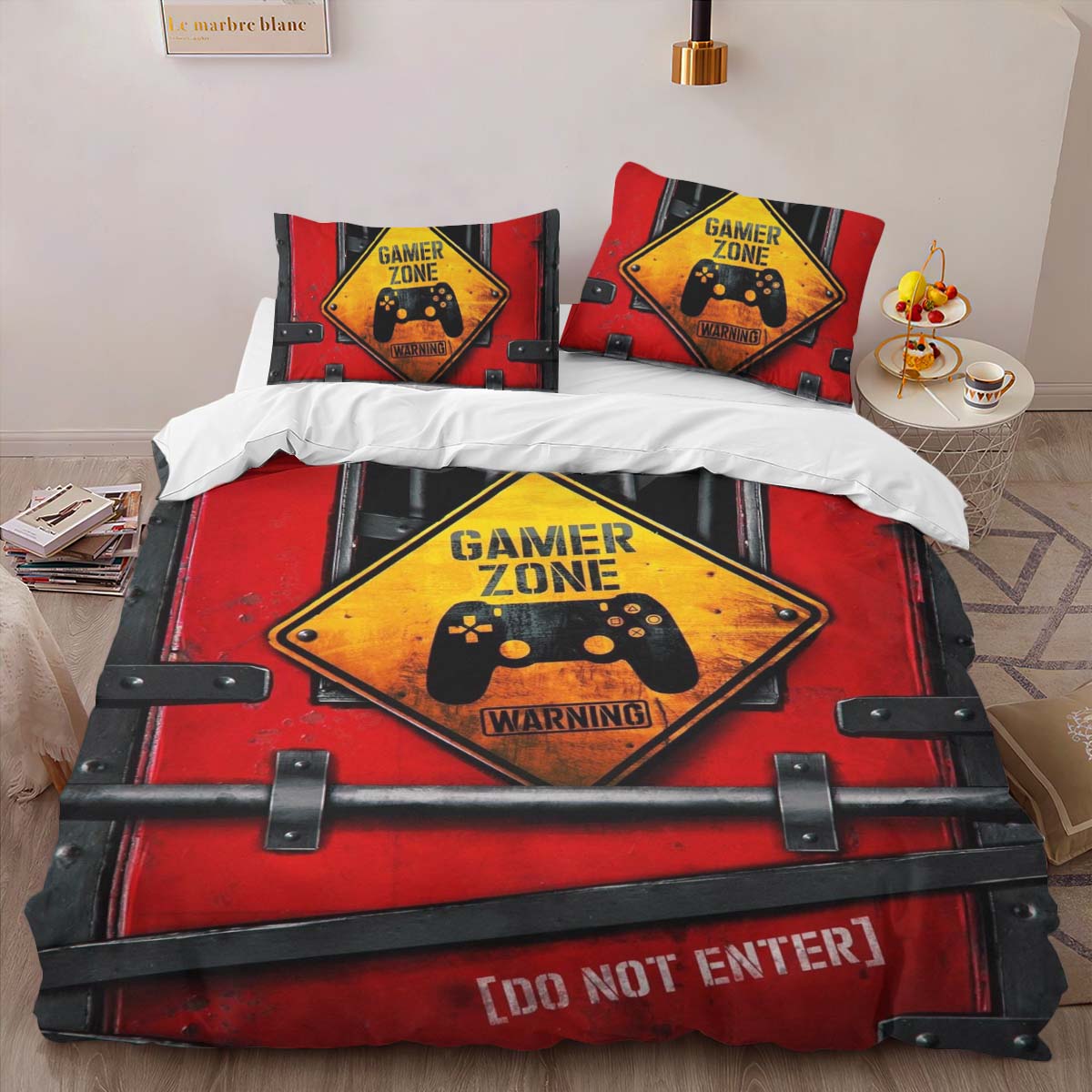 Game Zone Warning Duvet Cover 2