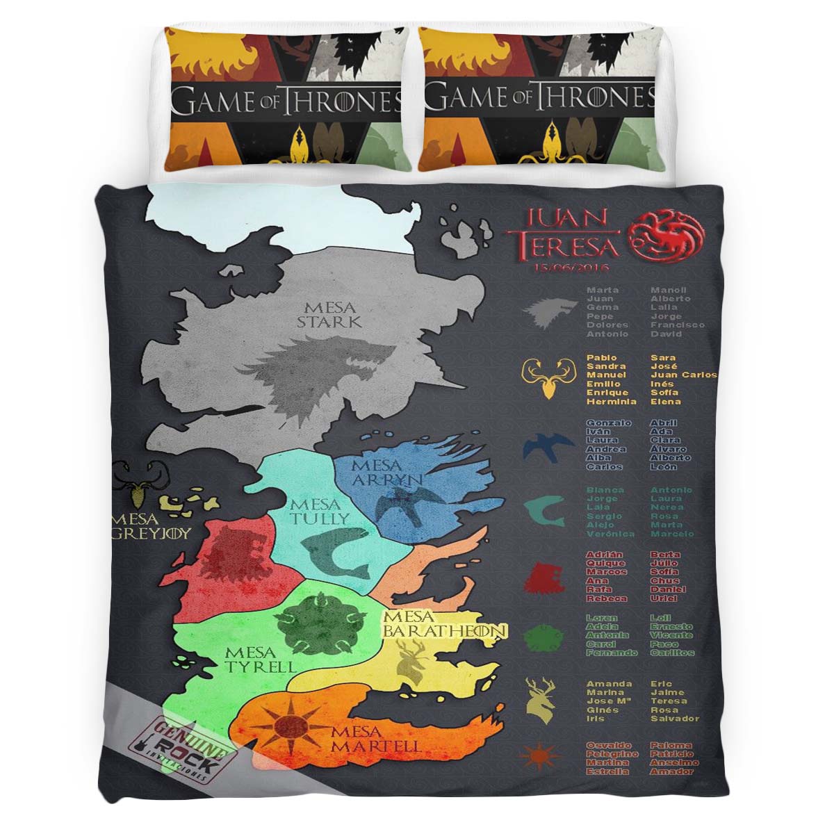 Game of Thrones Houses Map Duvet Cover