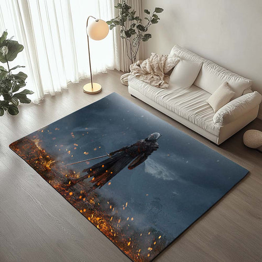 Geralt The Witcher 3 Wild Hunt Fire background Rug