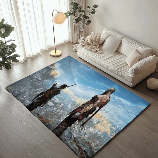 God of War Ragnarok Kratos Ghost of Sparta and Loki Rug