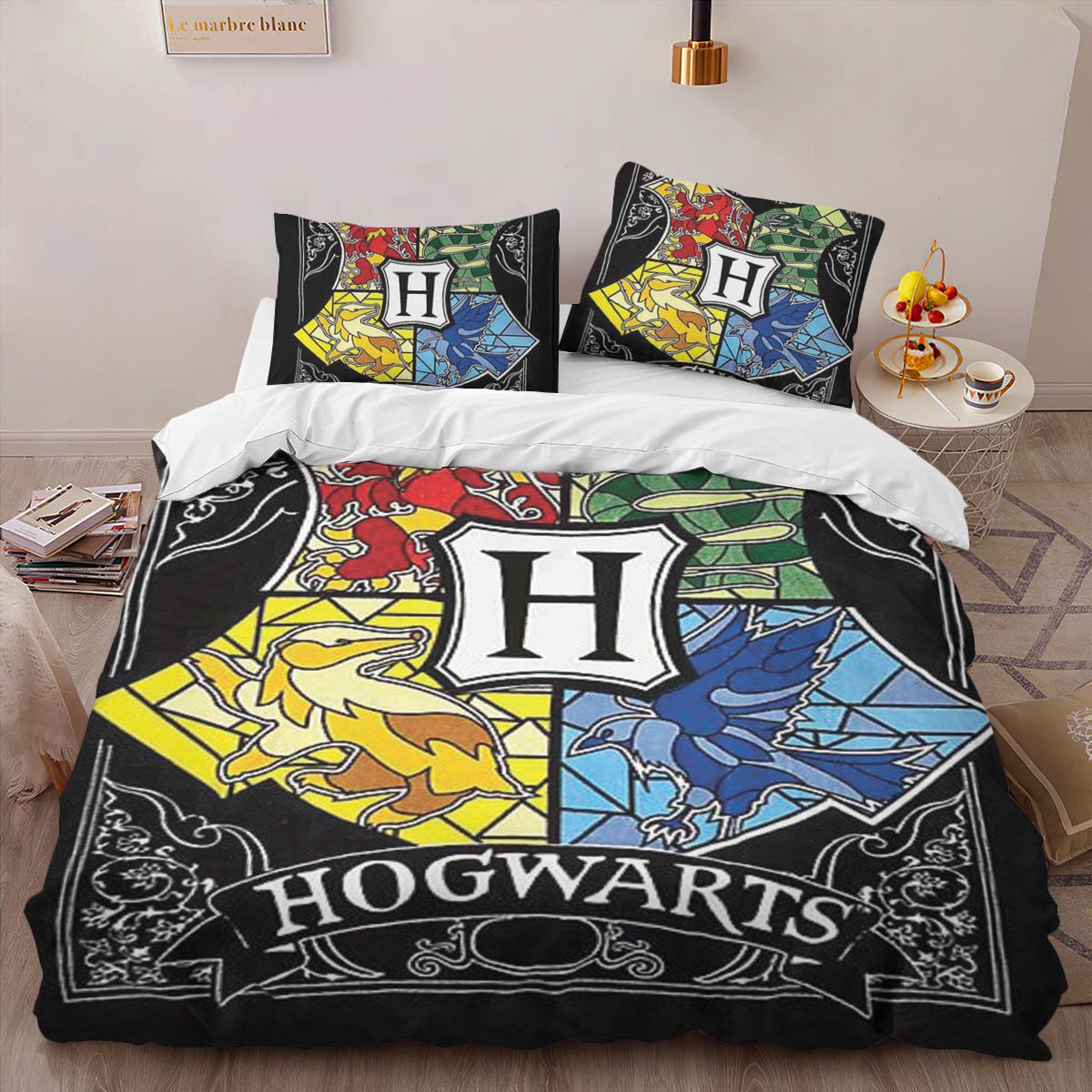 Harry Potter Hogwarts School Logo Draw Art Duvet Cover 2