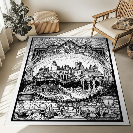 Harry Potter Hogwarts School and Symbols Rug