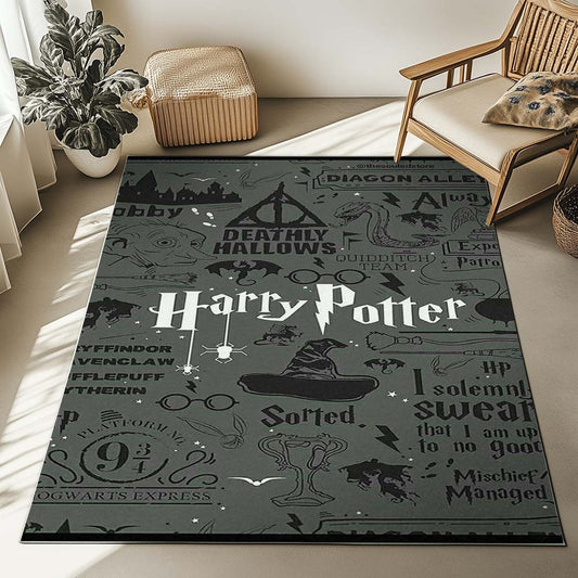Harry Potter Symbols Deathly Hallows Sortted Always Rug