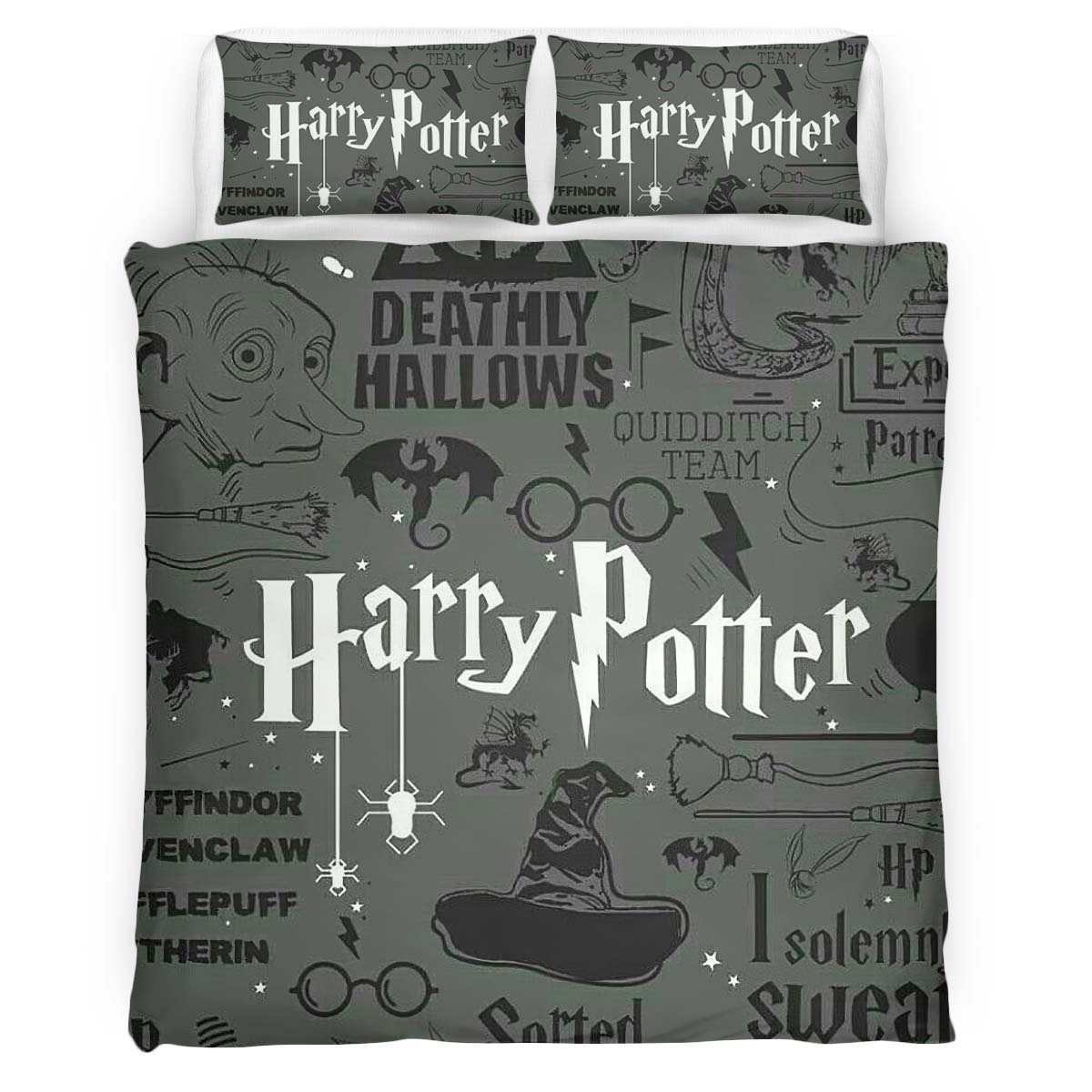 Harry Potter Symbols Deathly Hallows Sortted Always Duvet Cover