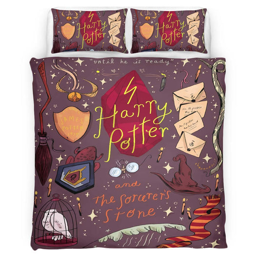 Harry Potter Symbols Owl Sorting Hat Letter Duvet Cover