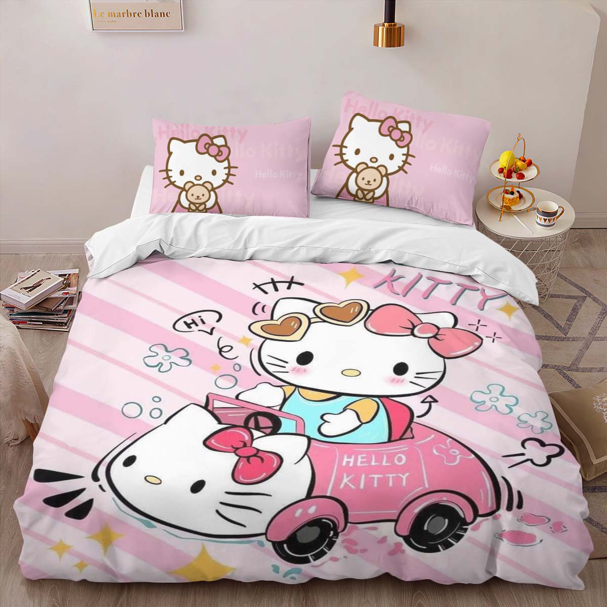Hello Kitty and Pink Car Duvet Cover 2