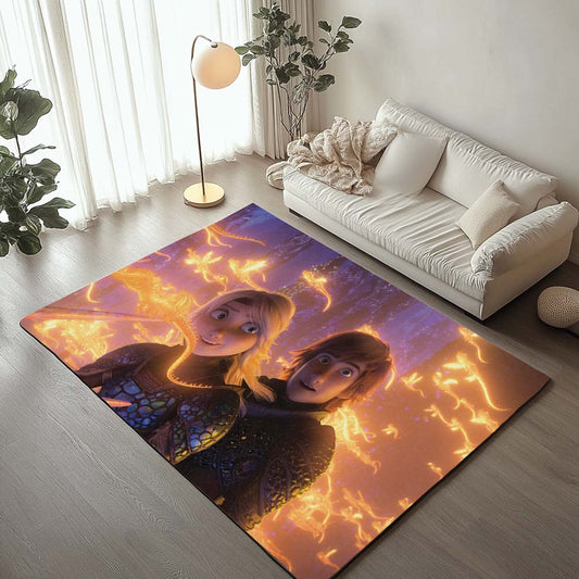 Hiccup and Astrid Hofferson How To Train Your Dragon Rug