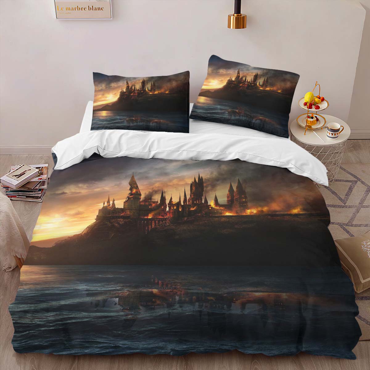 Hogwarts Castle in Flames Duvet Cover 2