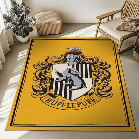 Hufflepuff House Harry Potter Yellow Logo Rug