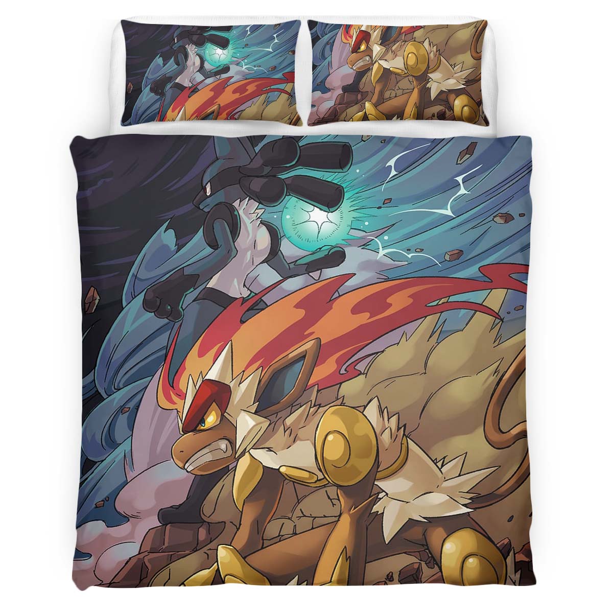 Infernape vs Mega Lucario 2 Duvet Cover