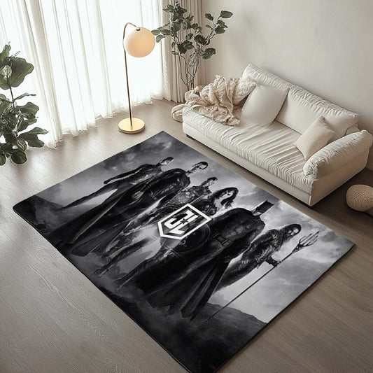 Justice League Black White Style Rug
