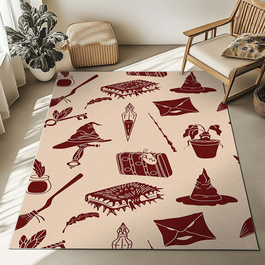 Magical Things Harry Potter Symbols Sorting Hat Hogwarts Letter Rug