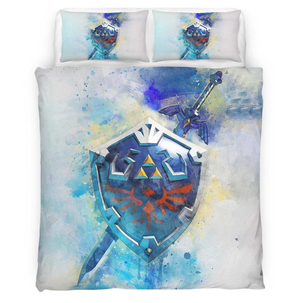 Master Sword and Hylian Shield The Legend of Zelda 3 Duvet Cover