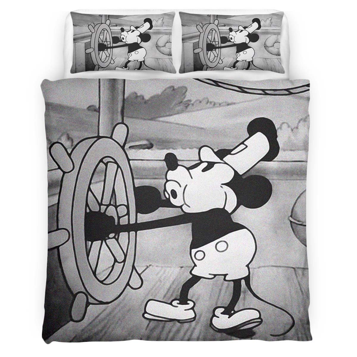 Mickey Mouse on a boat Duvet Cover