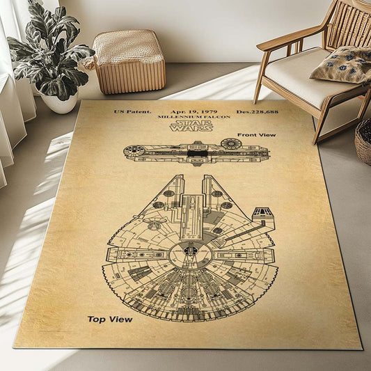 Millennium Falcon Star Wars Blue Print Rug