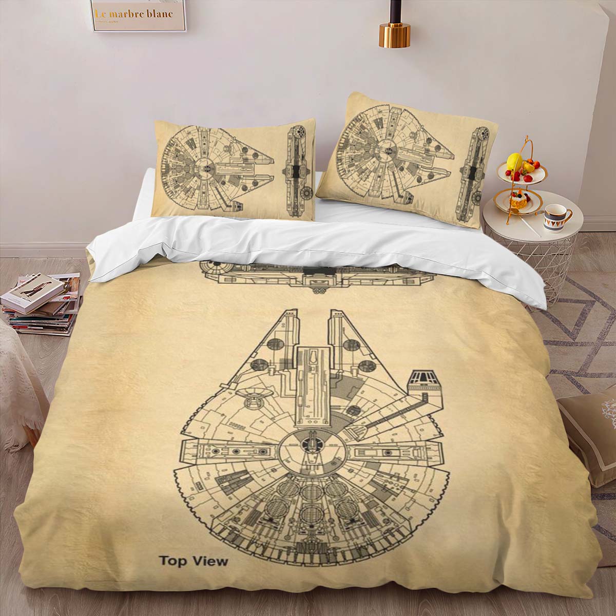 Millennium Falcon Star Wars Blue Print Duvet Cover 2