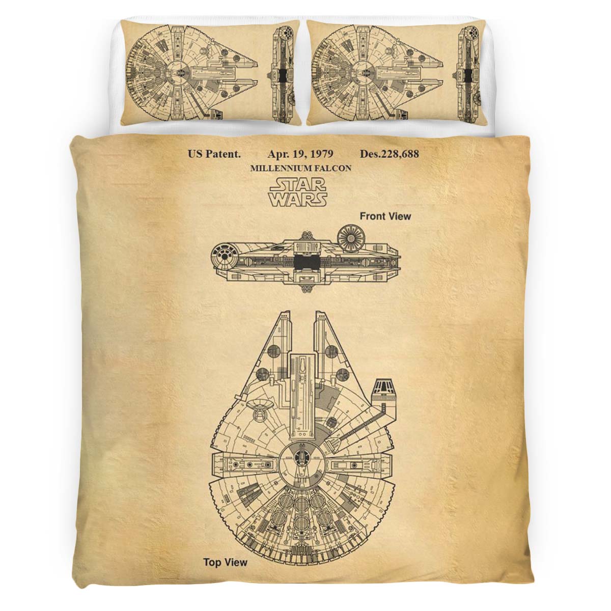 Millennium Falcon Star Wars Blue Print Duvet Cover