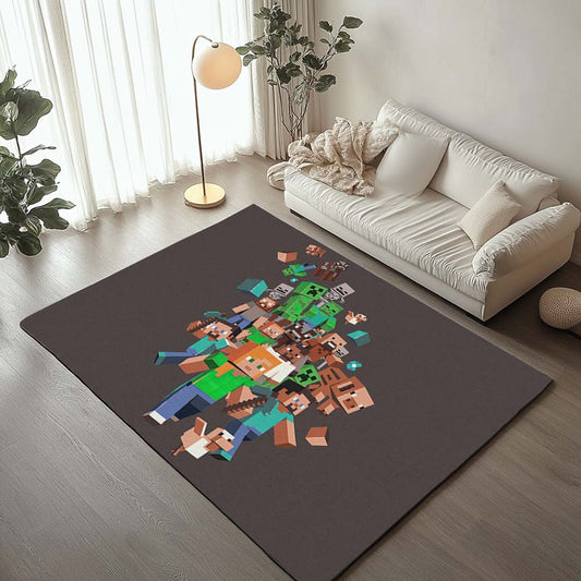Minecraft All Characters Steve Creeper Pig Zombie Villagers Rug