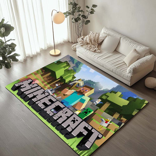 Minecraft And Main Character Steve Rug