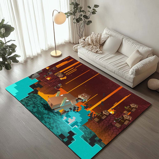 Minecraft Character in Nether Biome Pigmen Rug