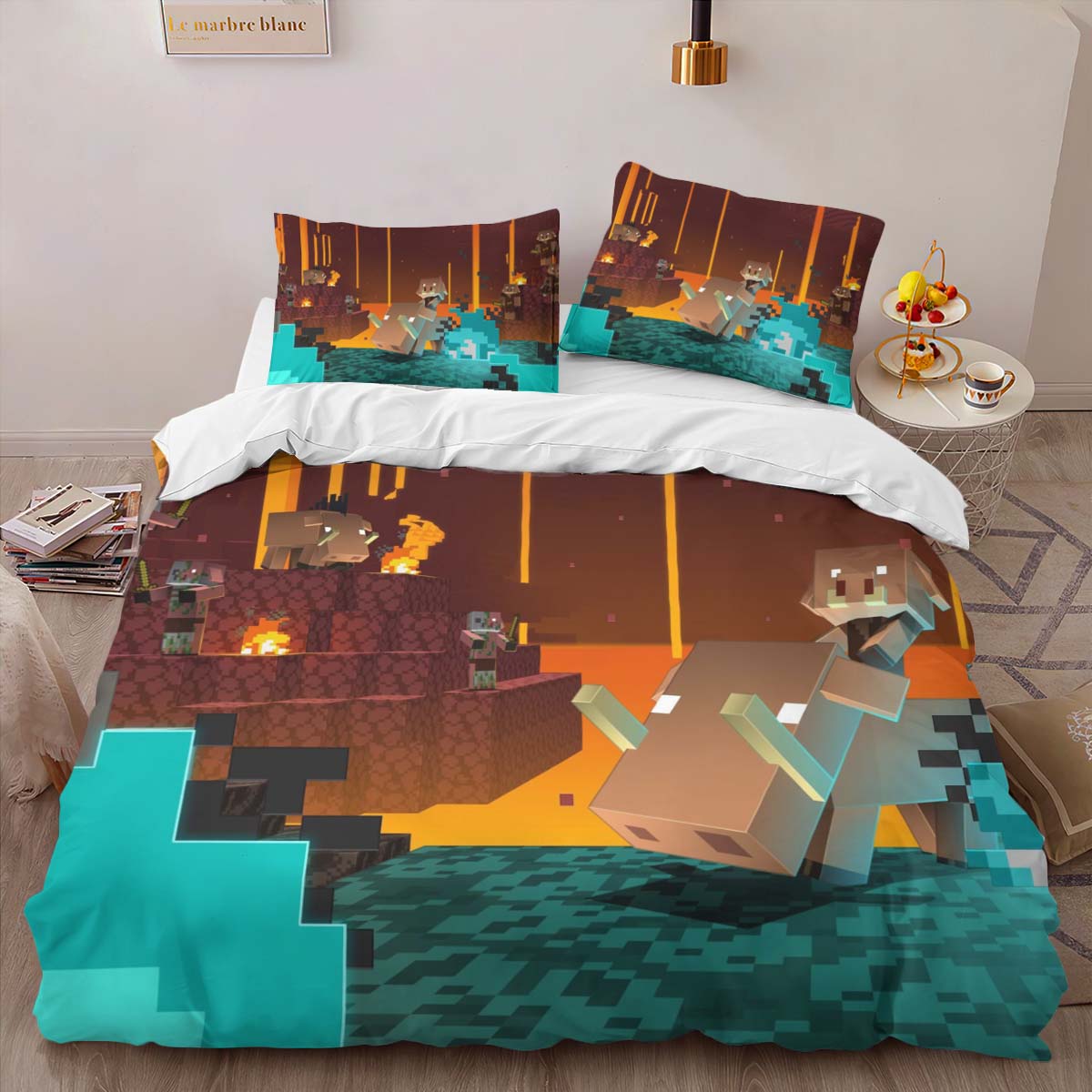 Minecraft Character in Nether Biome Pigmen Duvet Cover 2