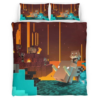 Minecraft Character in Nether Biome Pigmen Duvet Cover