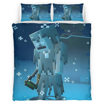 Minecraft Character in Tundra Biome Duvet Cover
