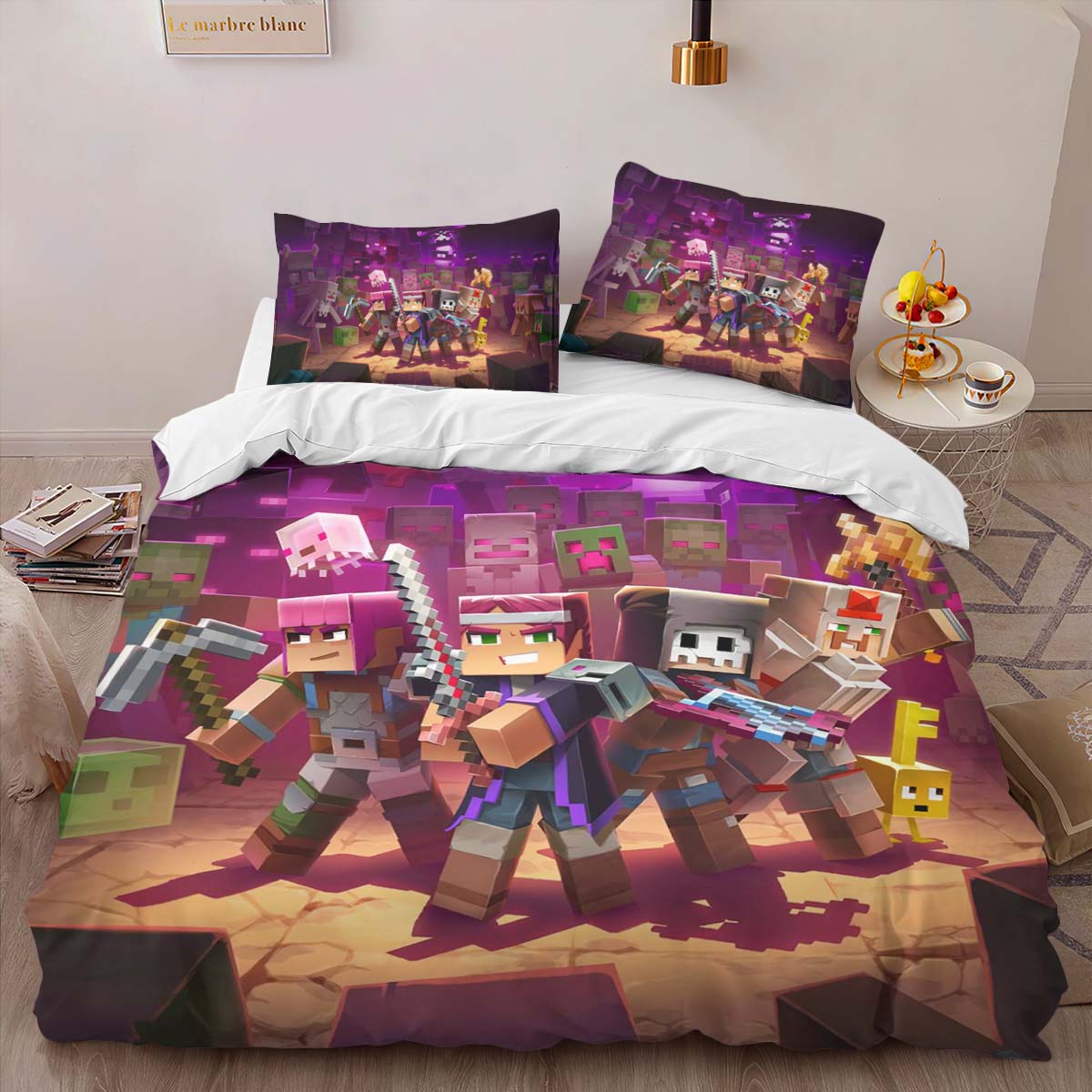 Minecraft Characters in Nether Biome Duvet Cover 2
