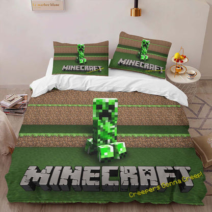 Minecraft Classic Creeper unhappy Duvet Cover 2