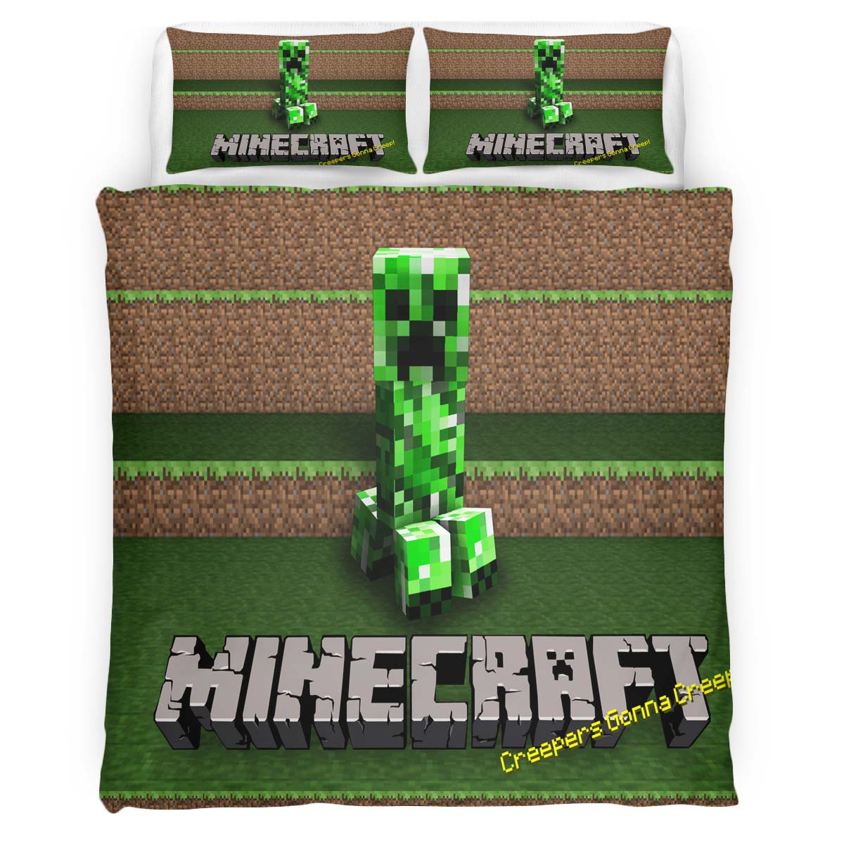 Minecraft Classic Creeper unhappy Duvet Cover