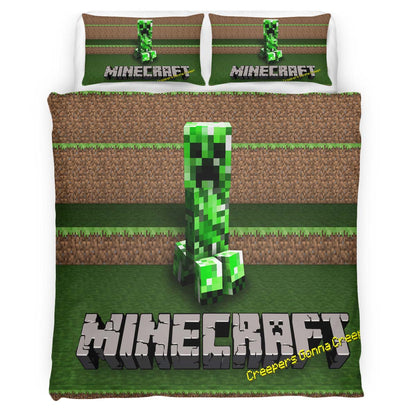 Minecraft Classic Creeper unhappy Duvet Cover