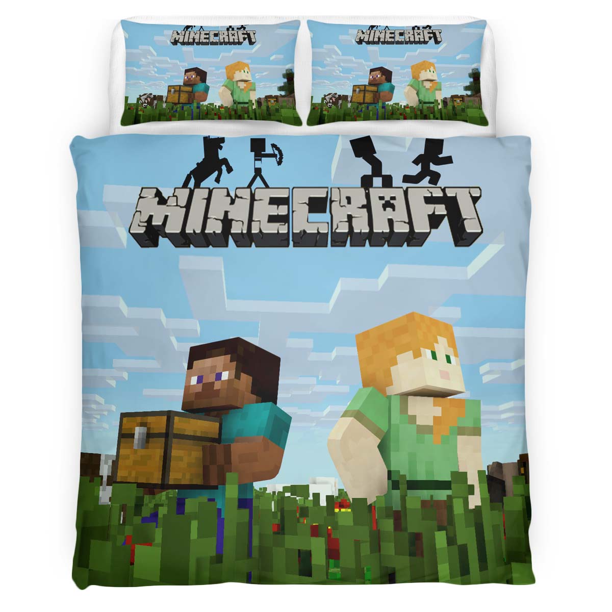 Minecraft Classic Steve with Alex Duvet Cover