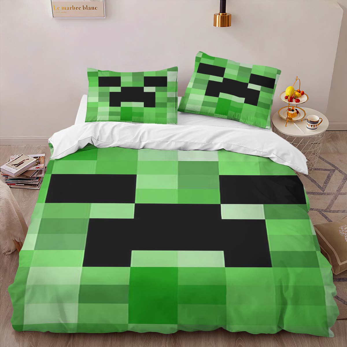 Minecraft Creeper Video Game Carpet Area Rugs Duvet Cover 2