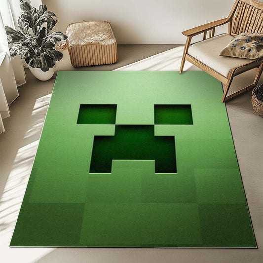 Minecraft Creeper green face Rug