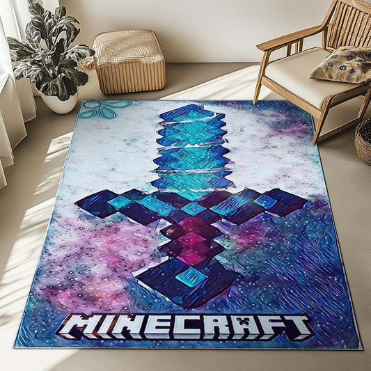 Minecraft Diamond Sword Art Rug