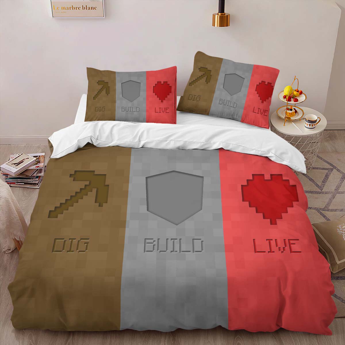 Minecraft Dig Build Live Duvet Cover 2