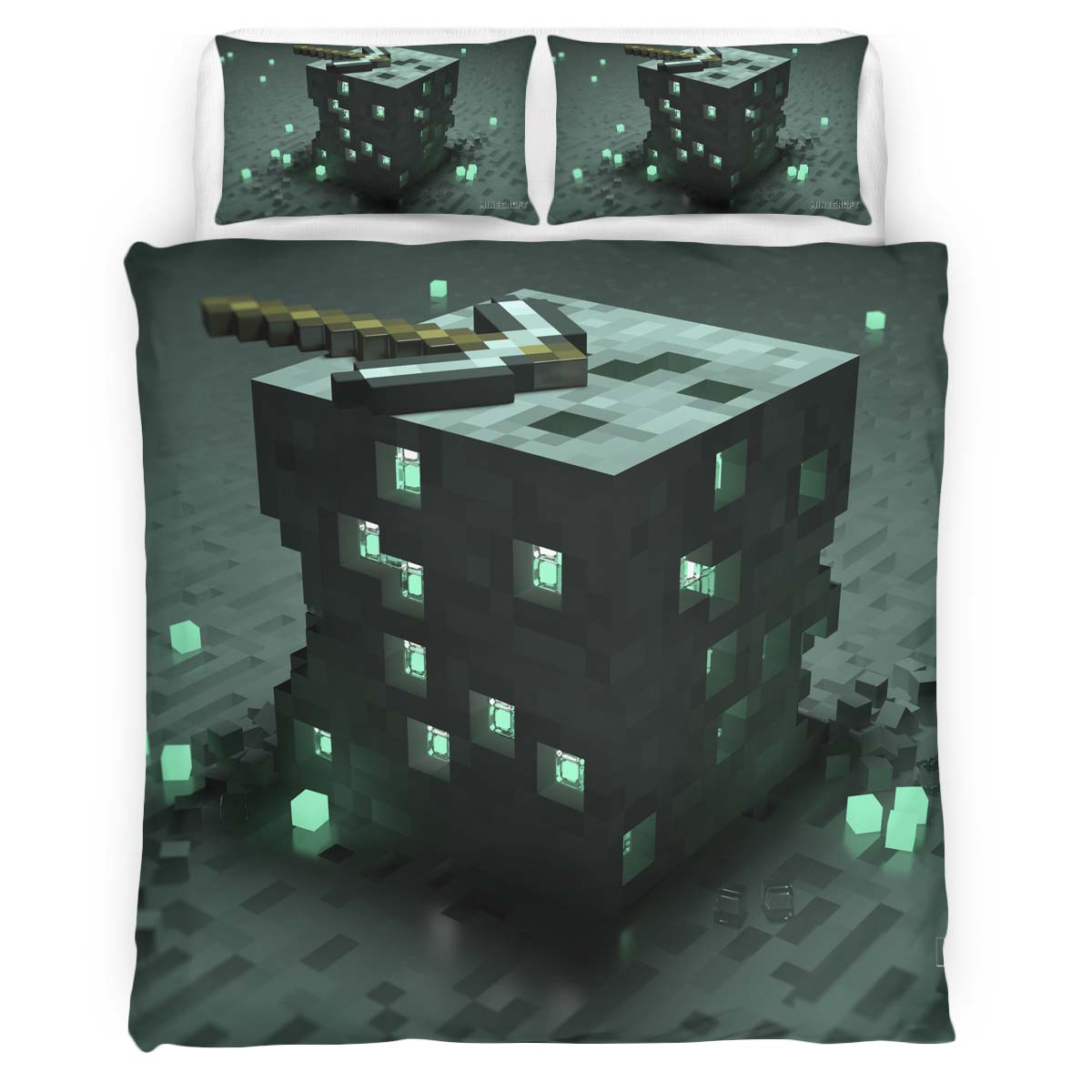 Minecraft Emerald Ore Duvet Cover