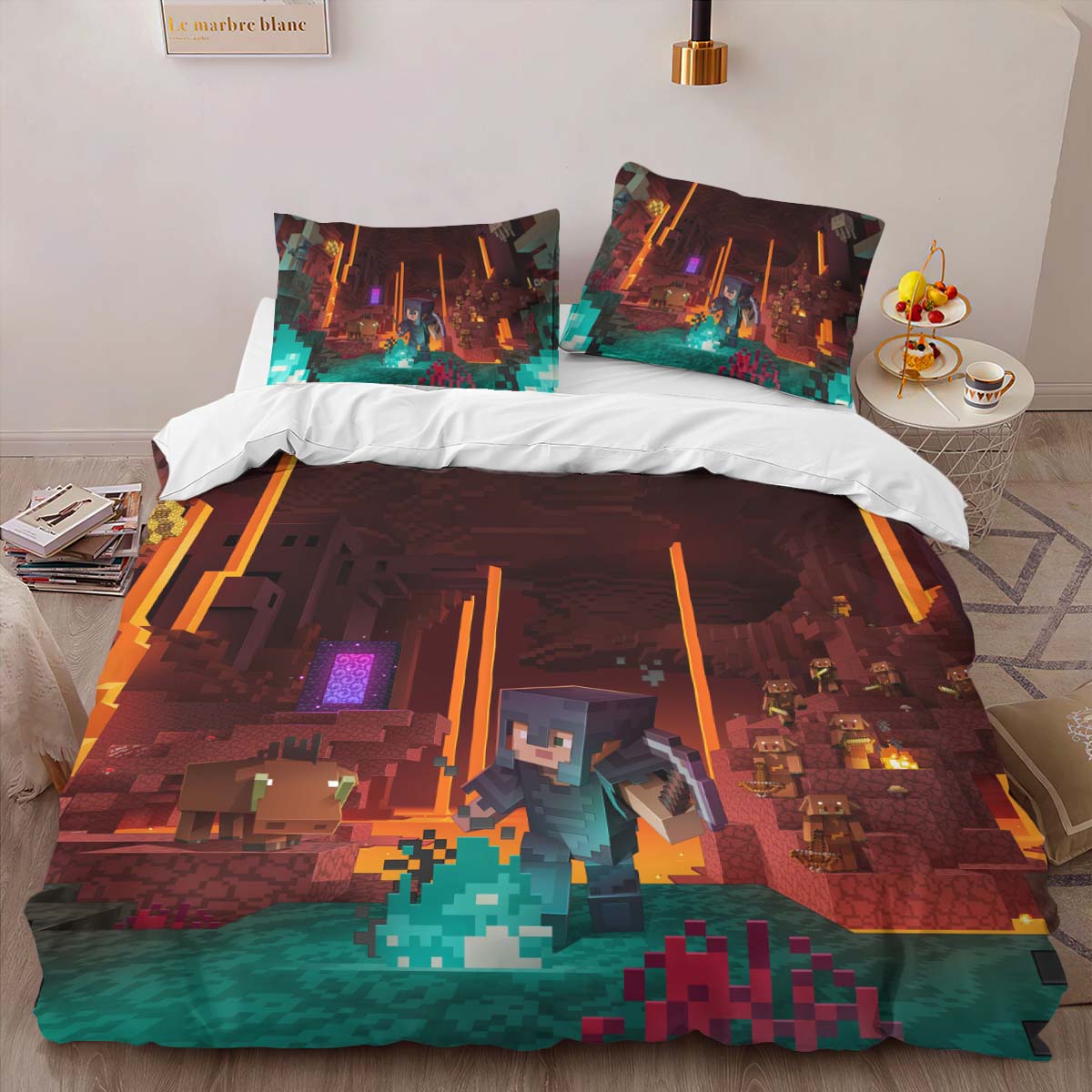 Minecraft Nether corruption biome Pigmen Netherrack Duvet Cover 2