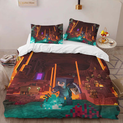 Minecraft Nether corruption biome Pigmen Netherrack Duvet Cover 2