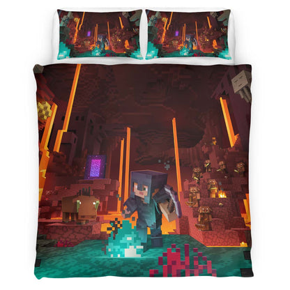 Minecraft Nether corruption biome Pigmen Netherrack Duvet Cover