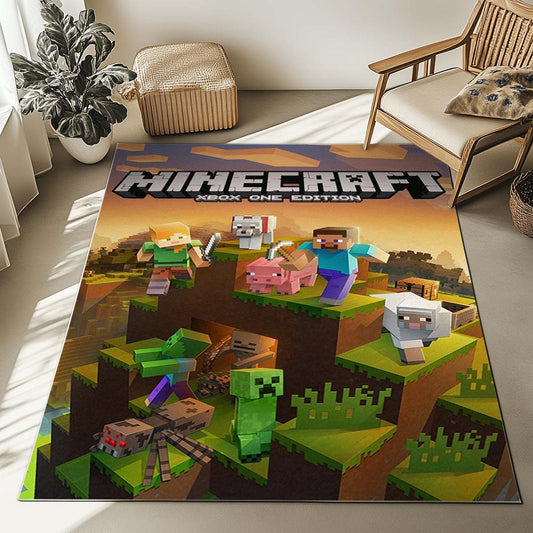 Minecraft Steve Alex in Savanna Biome and All Characters Rug