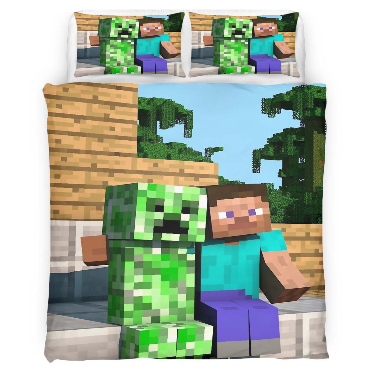 Minecraft Steve Creeper Area Rugs Duvet Cover